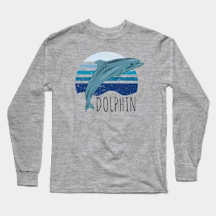 Dolphin on sea background Long Sleeve T-Shirt